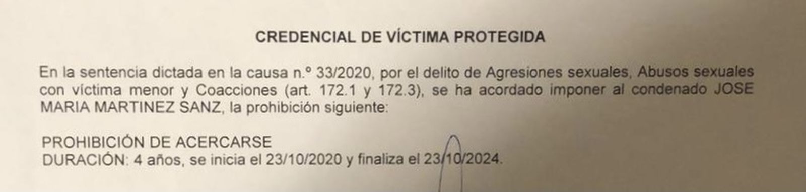 Credencial de víctima protegida