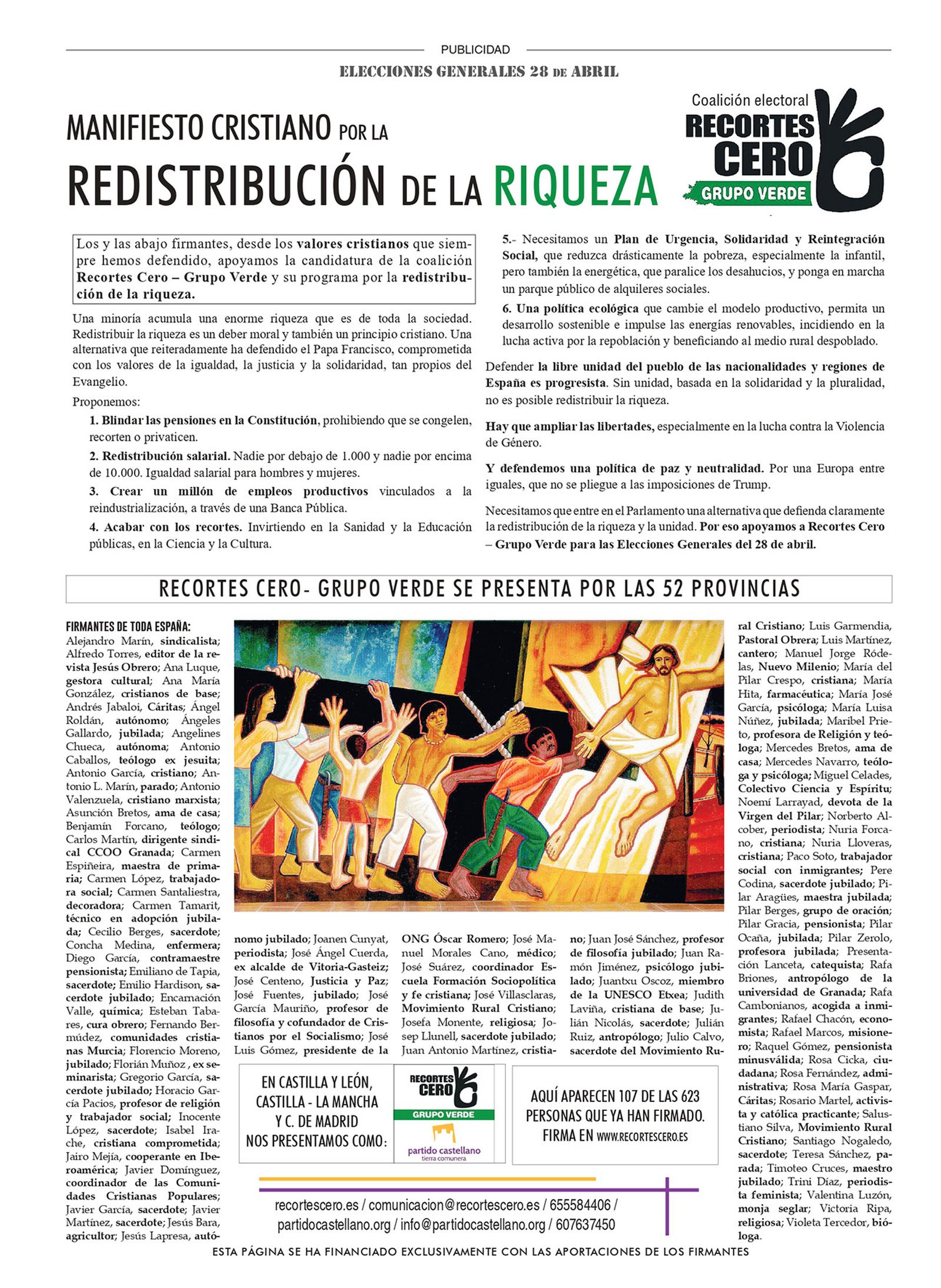 Manifiesto Cristiano por la Redistribución de la Pobreza