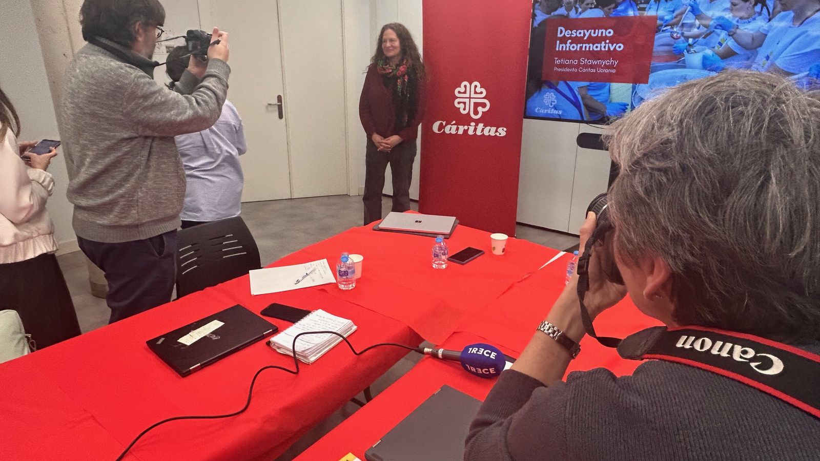 Tetiana Stawnychy, en un momento del encuentro informativo