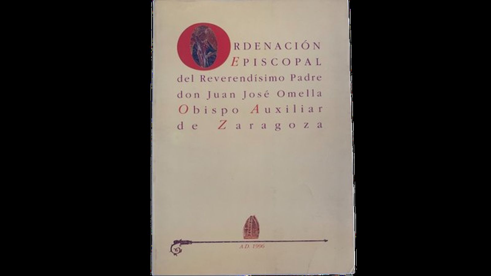 Libro repartido durante la ordenación de Omella, en 1996.