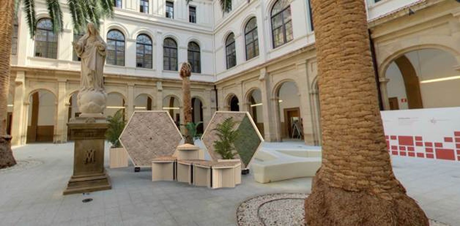 Render de los módulos en un espacio de la Universidad de Deusto