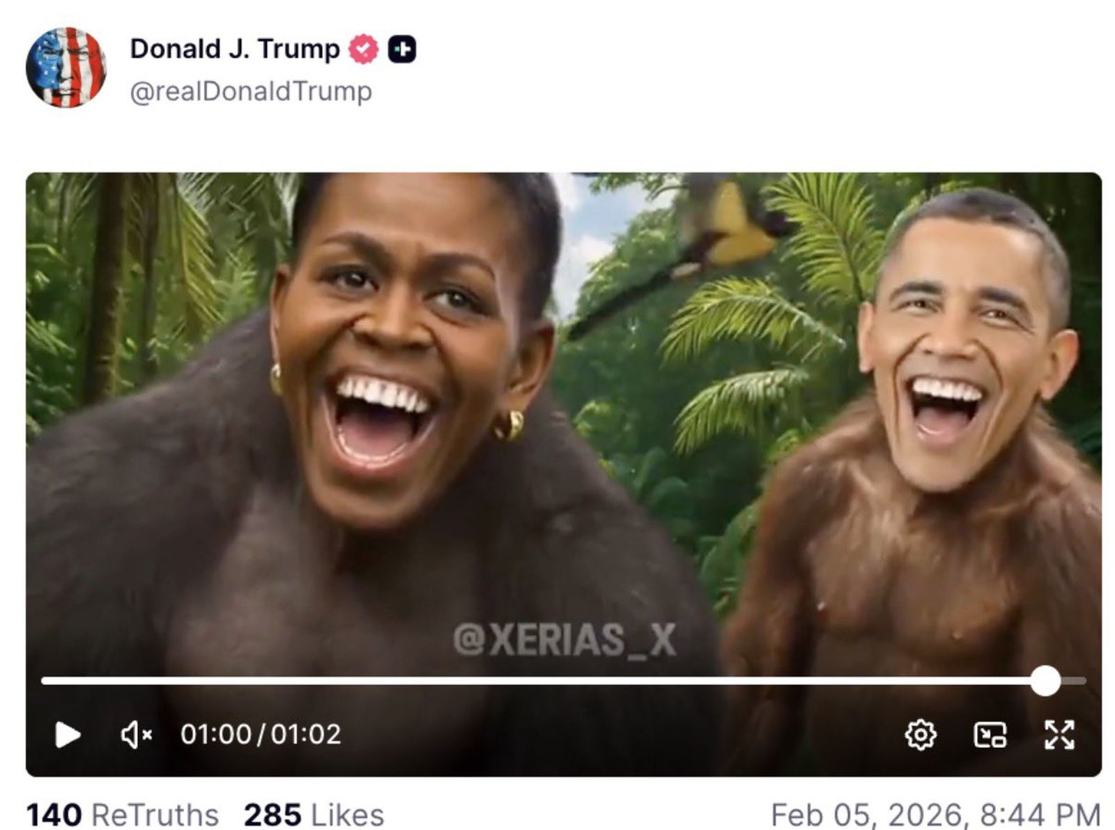 Captura del vídeo de Trump atacando a los Obama