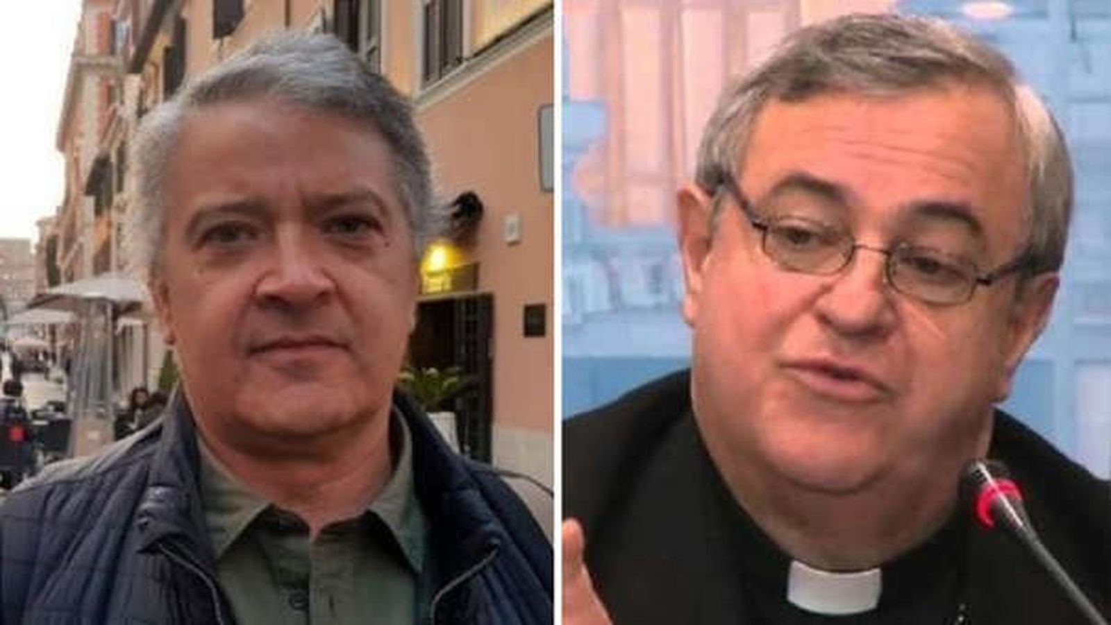 El periodista Pedro Salinas y el arzobispo José Antonio Eguren