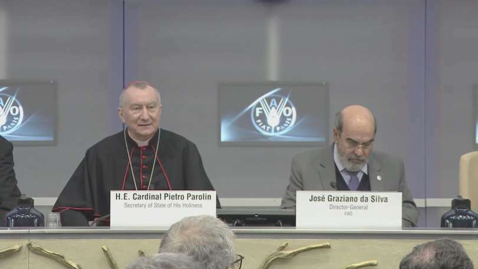 Parolin lee el discurso del Papa a la FAO