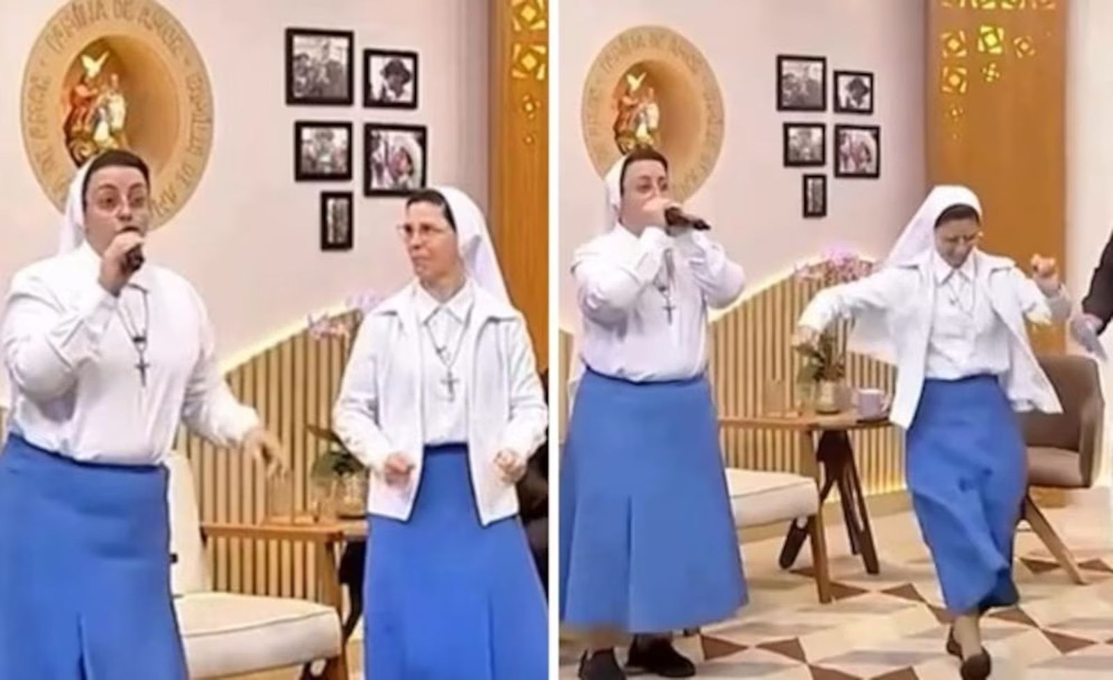 hermana Irmã Marizele en un programa de TV