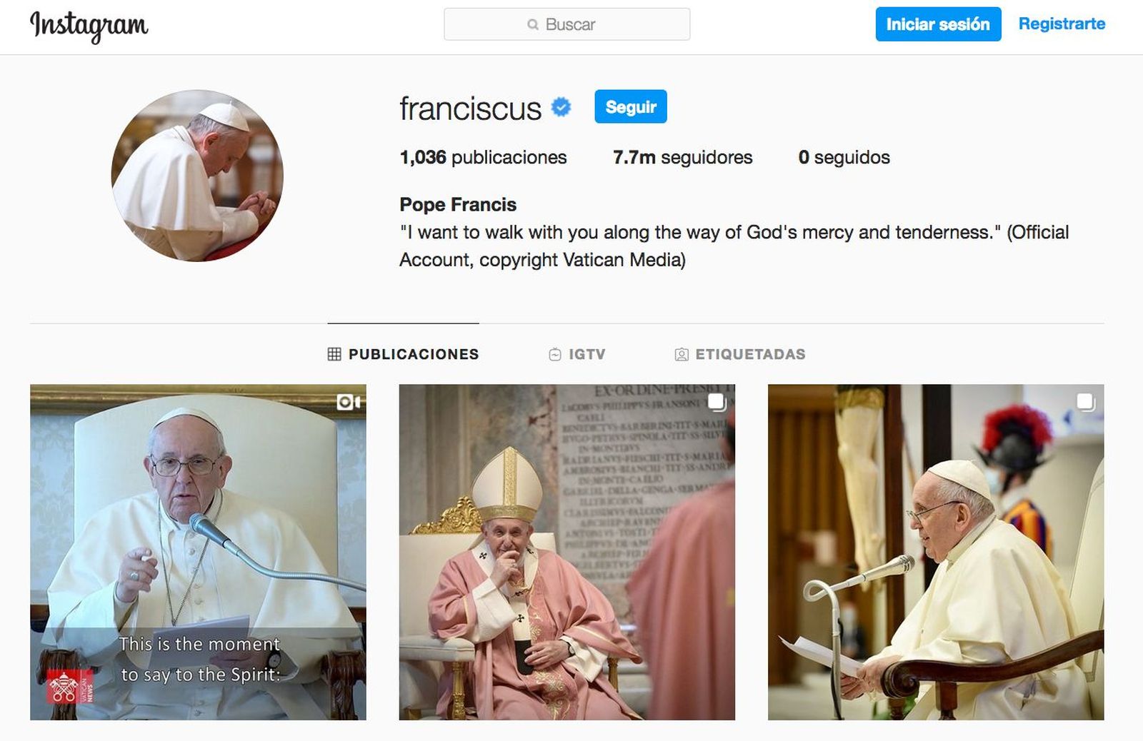 Cuenta de Francisco en Instargram