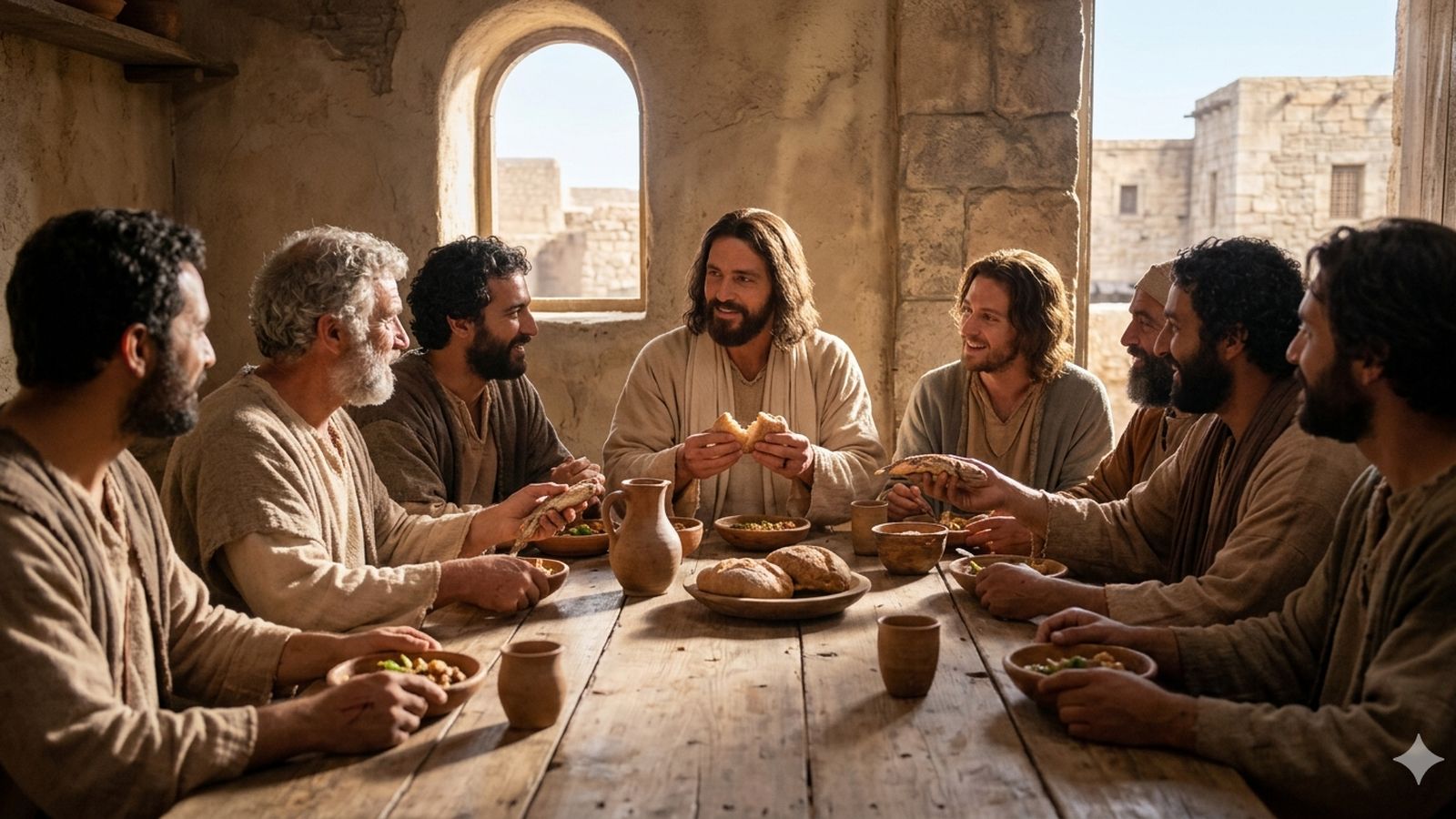Jesús resucitrado comiendo con sus discípulos