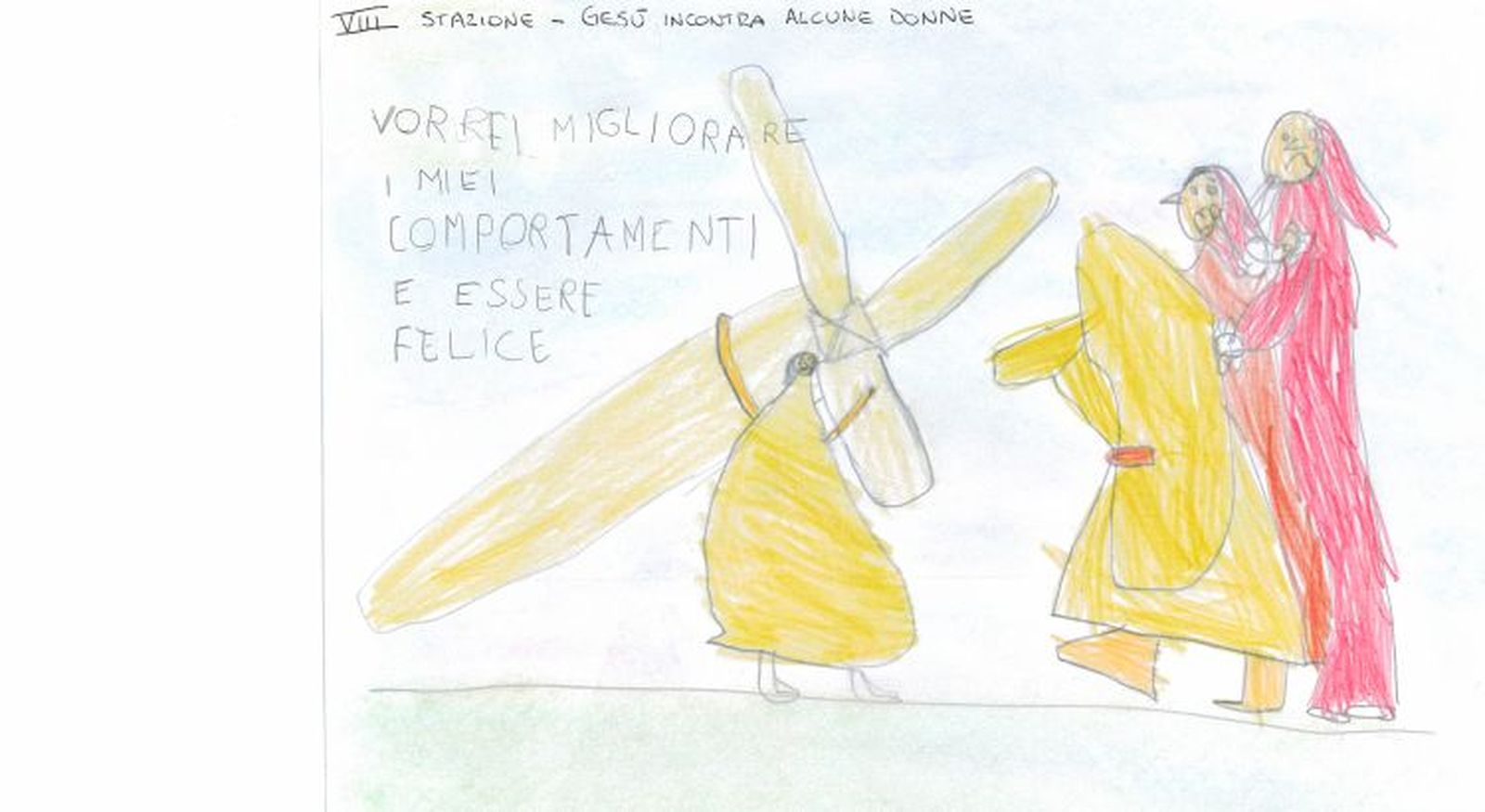 Dibujos de los niños en el Vía Crucis romano