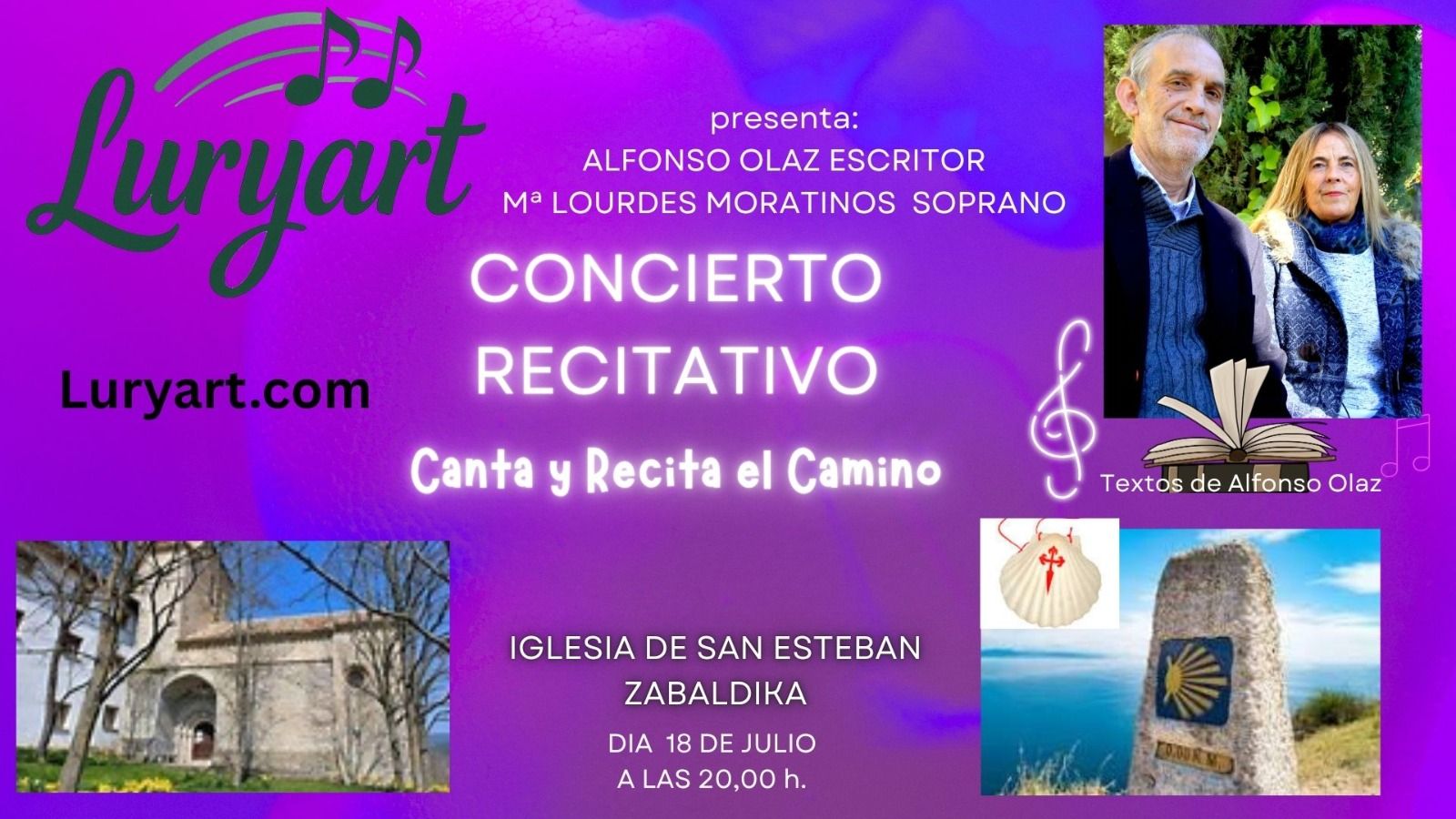 ❤️Luryart Presenta: Concierto Recitativo, Canta y Recita  el Camino. 18 Julio 2026. Navarra.