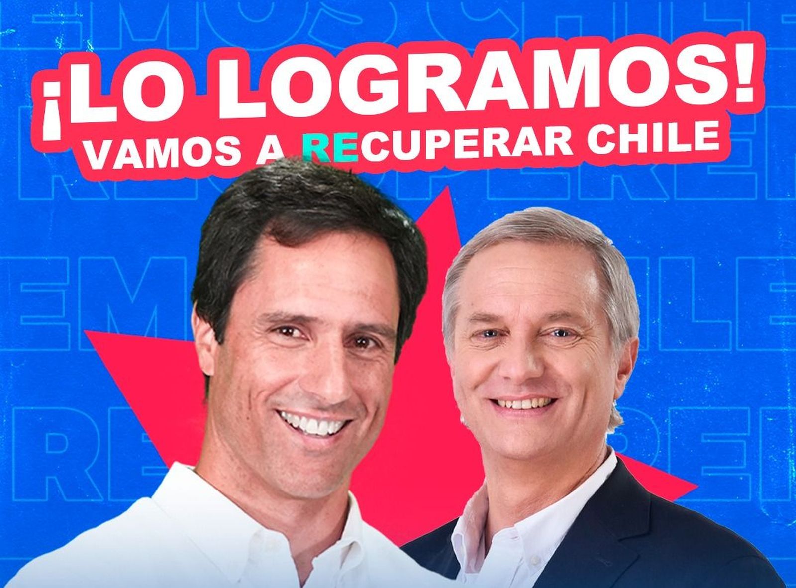 Foto de campaña de Luis Silva (primer plano) acompañado de José Antonio Kast