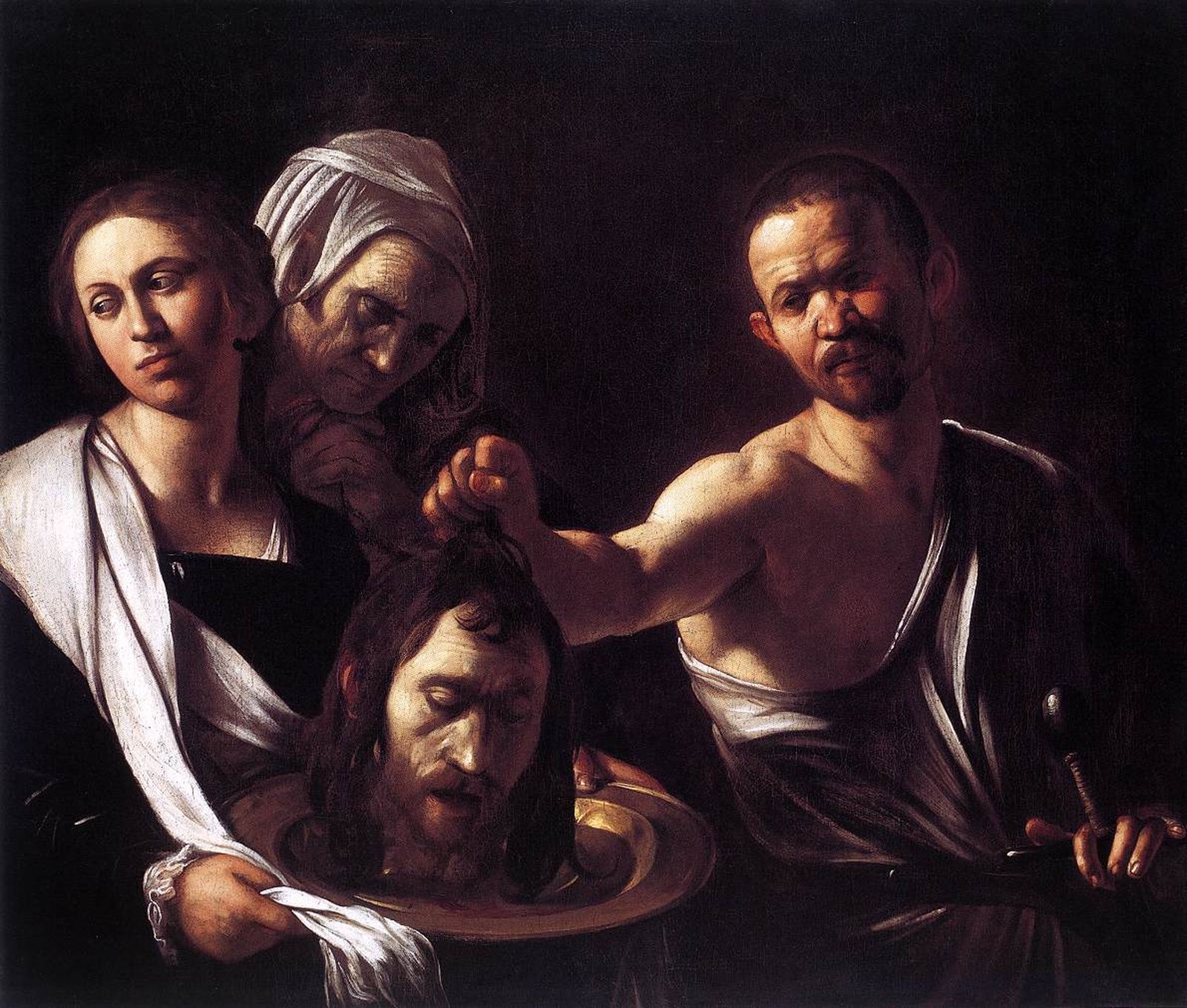 Salomé con la cabeza de Juan Bautista. Óleo de Caravaggio (1607)