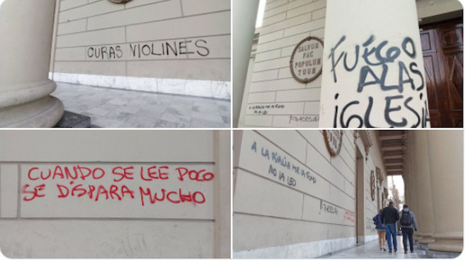 Muros de la Catedral metropolitana de Buenos Aires vandalizados