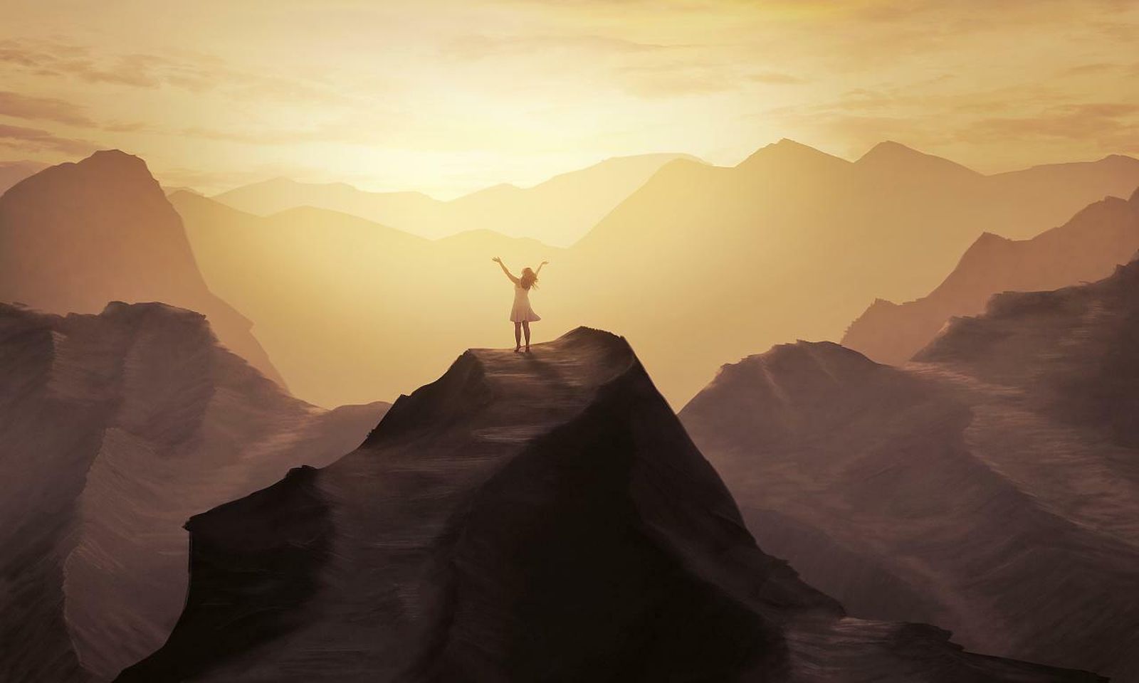 Muchacha entre montañas