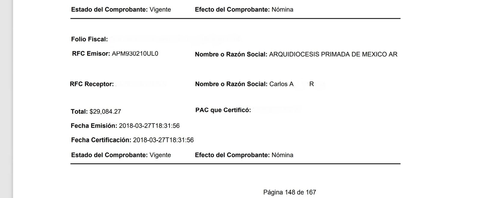 En nómina. Ingresos mayores.