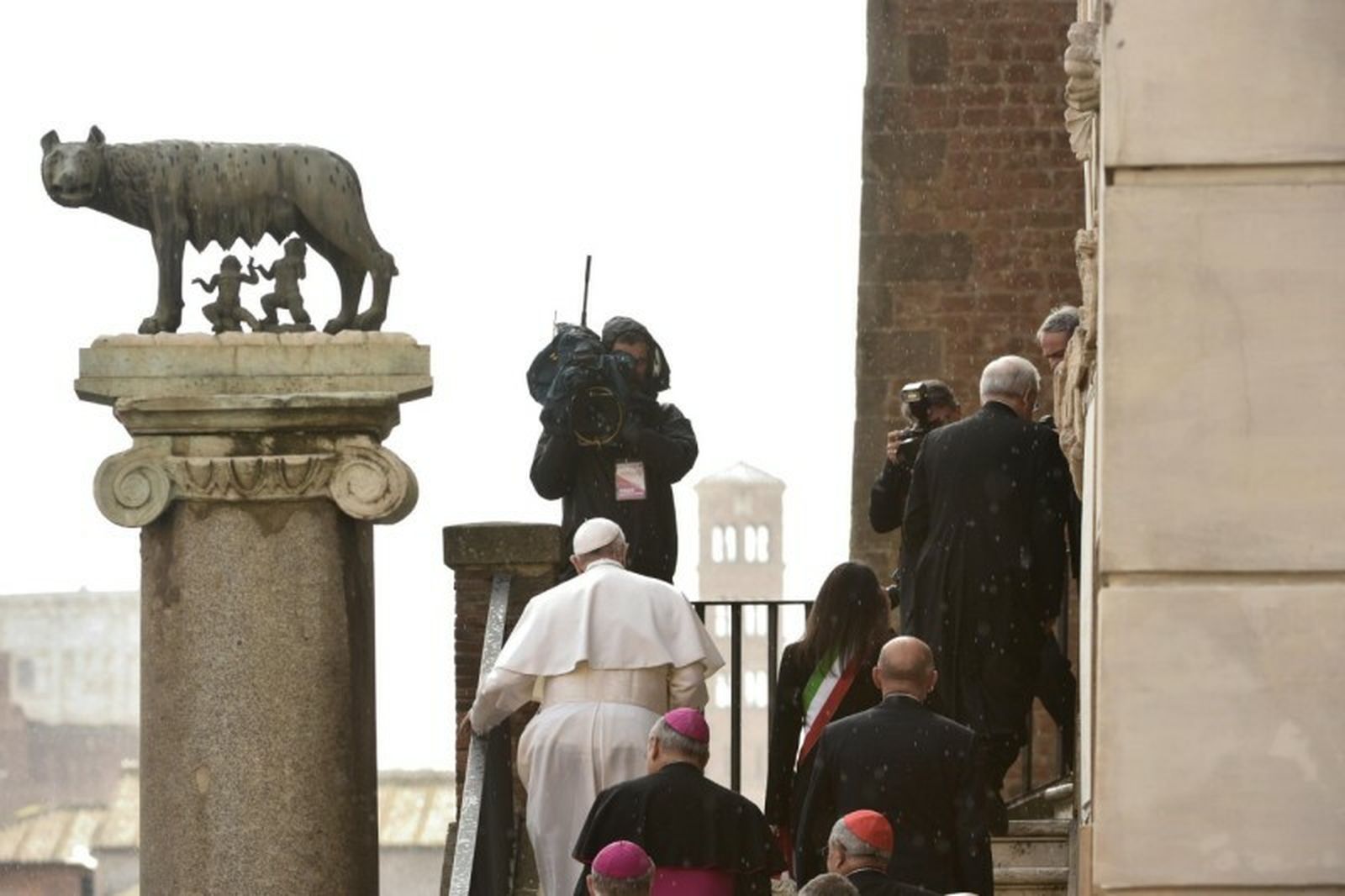El Papa Francisco, hoy, en el Campidoglio