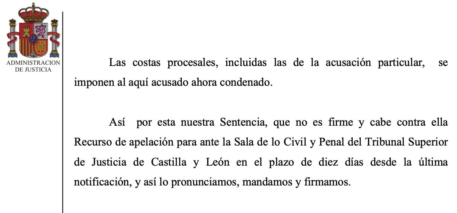 Parte final de la sentencia del abusado de Toledo