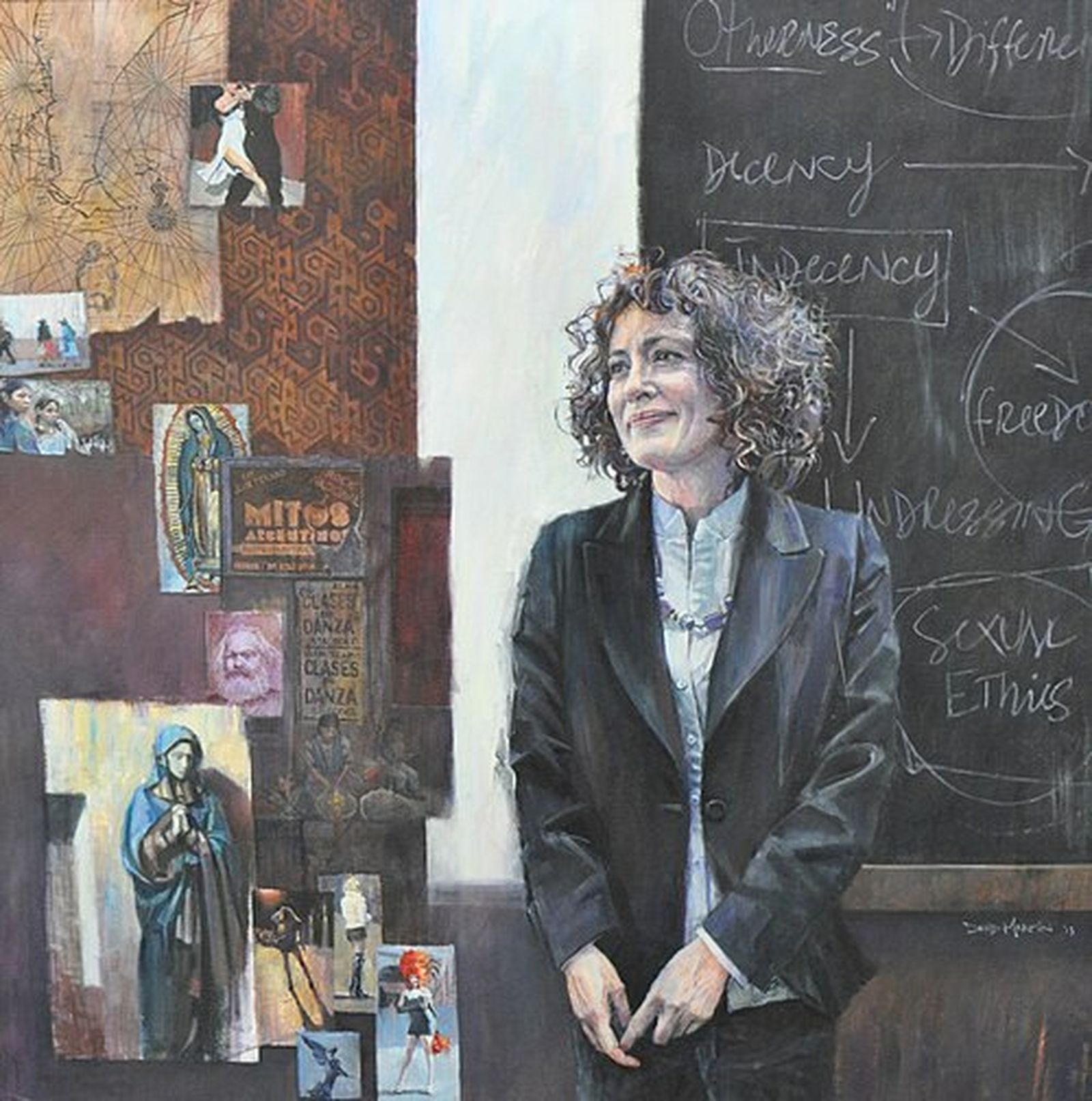 Retrato de Marcella Althaus-Reid dedicada al nombramiento de la sala "Althaus-Reid" en New College, Edimburgo. Ella es una de las mayores exponentes de la teología queer/cuir