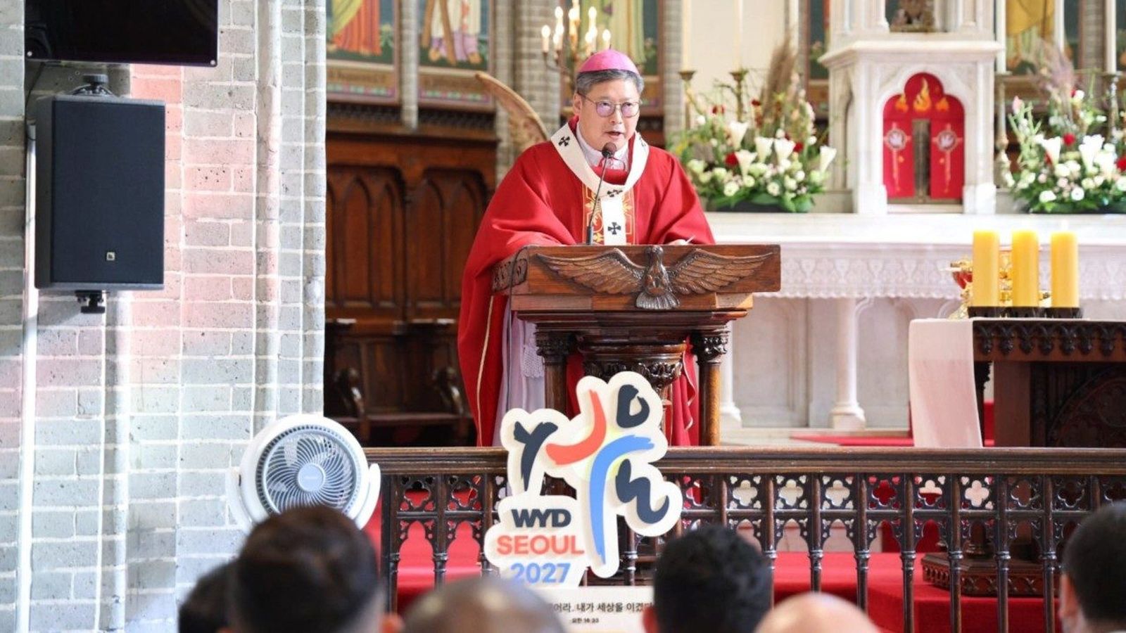 El arzobispo de Seúl, durante la misa celebrada para los participantes en la Segunda Reunión Preparatoria Internacional de la JMJ Seúl 2027