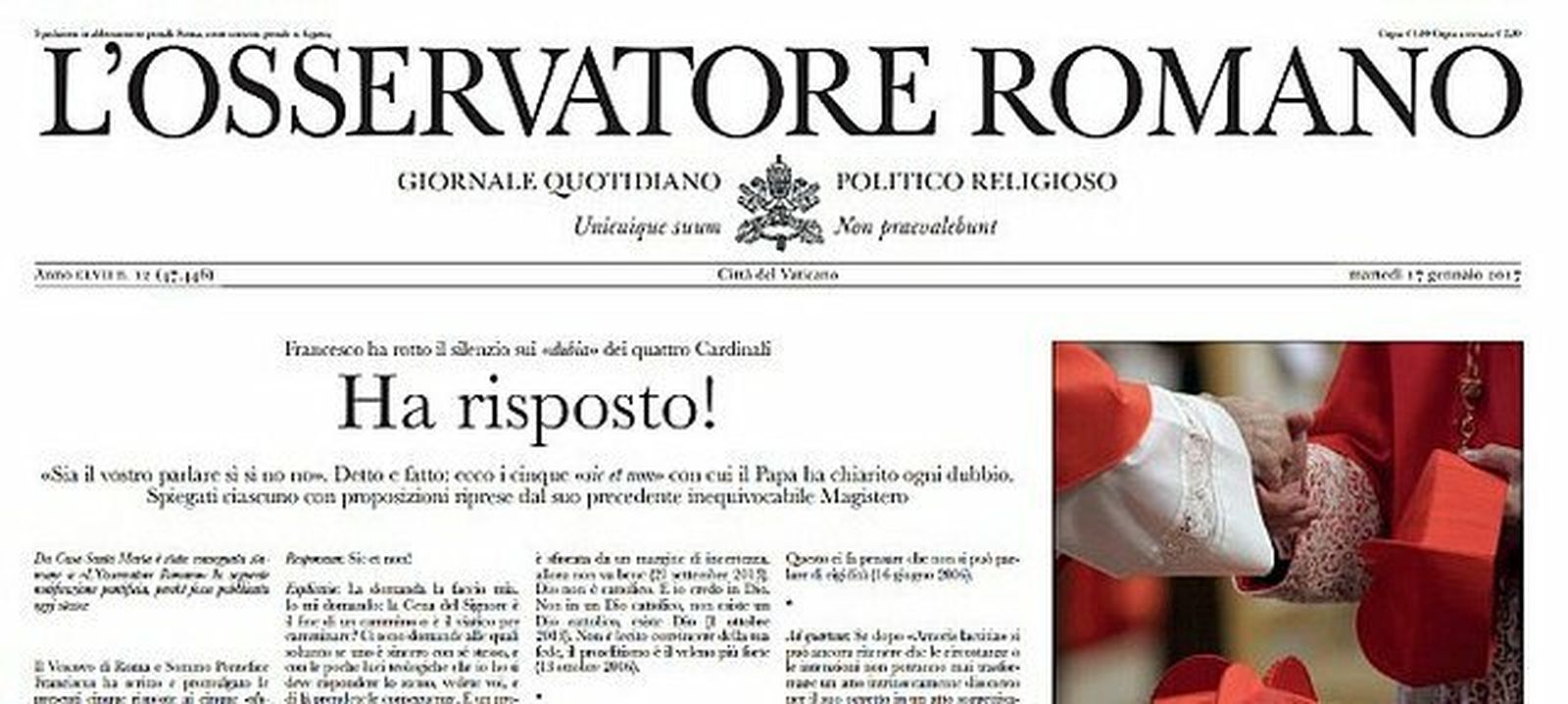 Falsa portada de L'Osservatore
