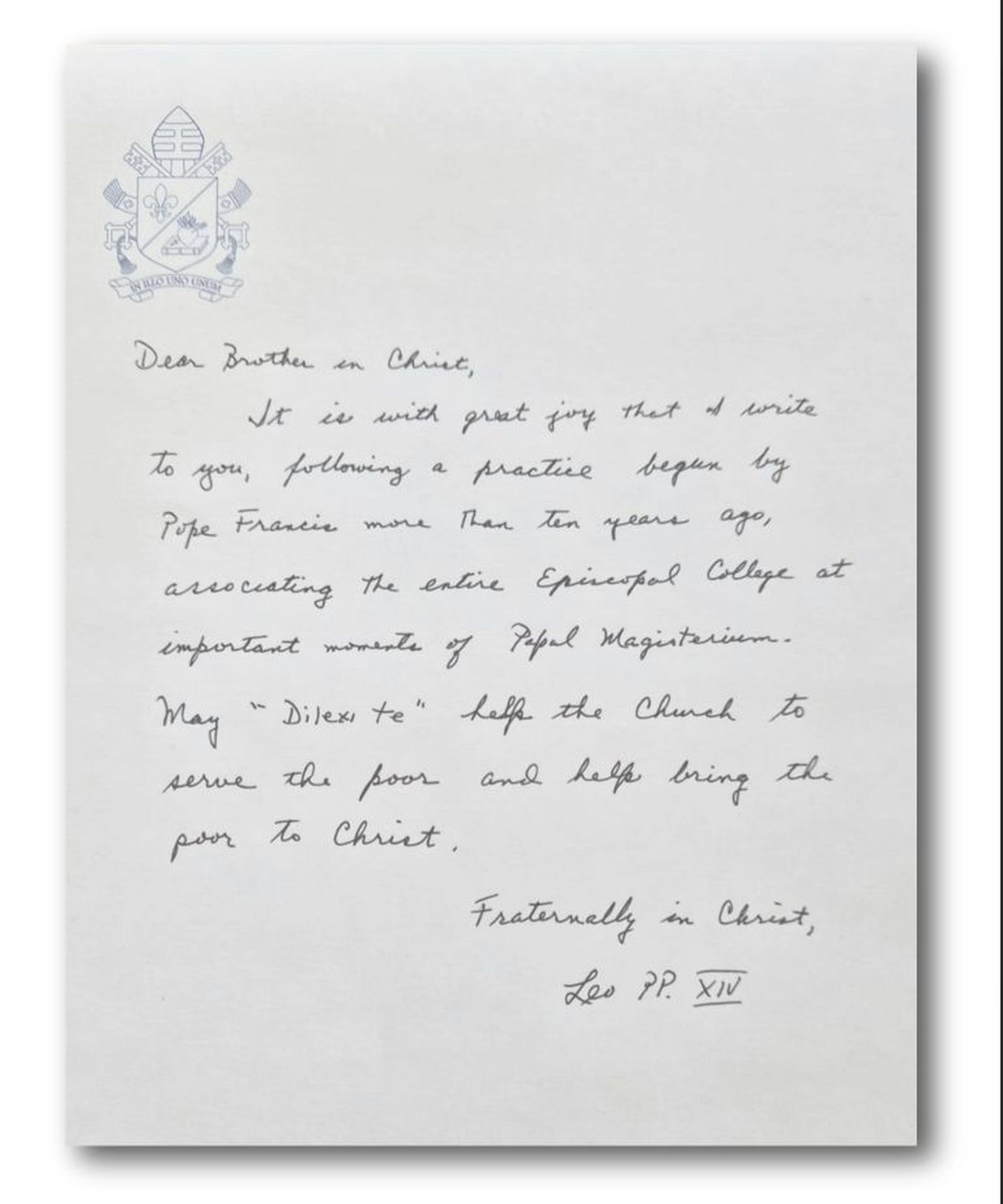 Carta del Papa a los obispos