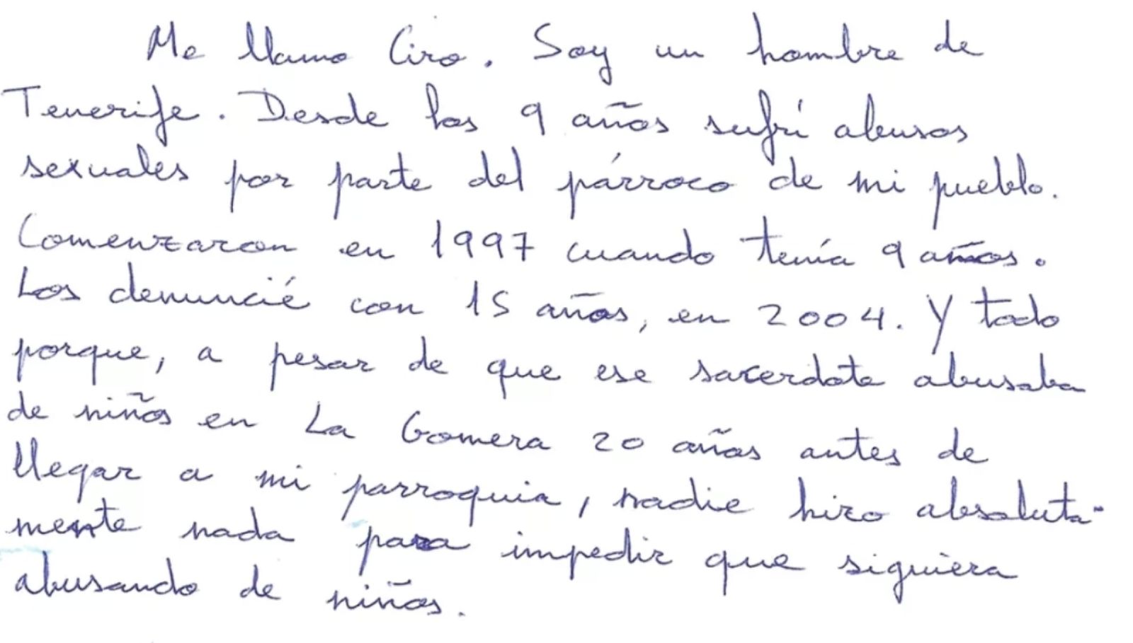 Carta de Ciro Molina al Papa