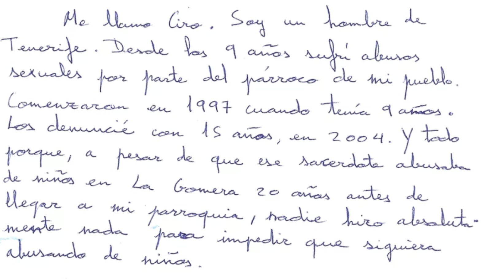 Carta de Ciro Molina al Papa