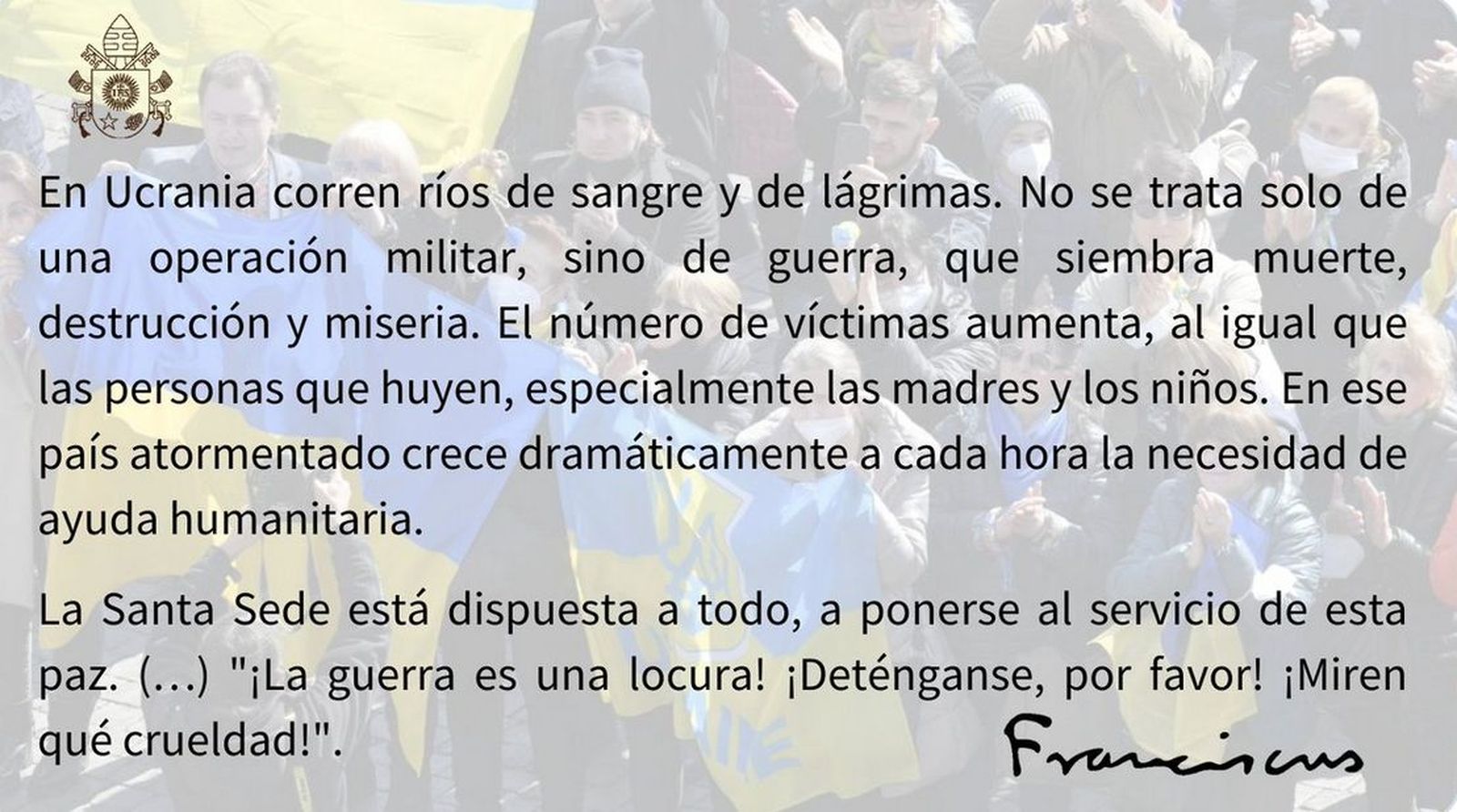 Papa, sobre la guerra de Ucrania