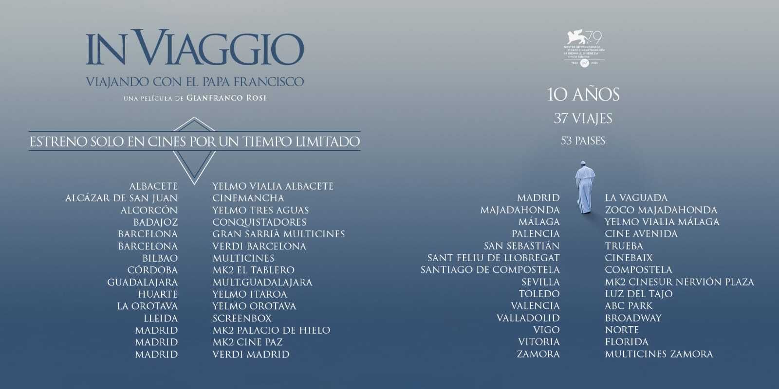 Los cines españoles que proyectan 'In viaggio'