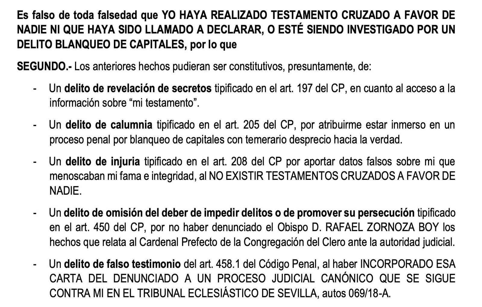 La denuncia contra Zornoza