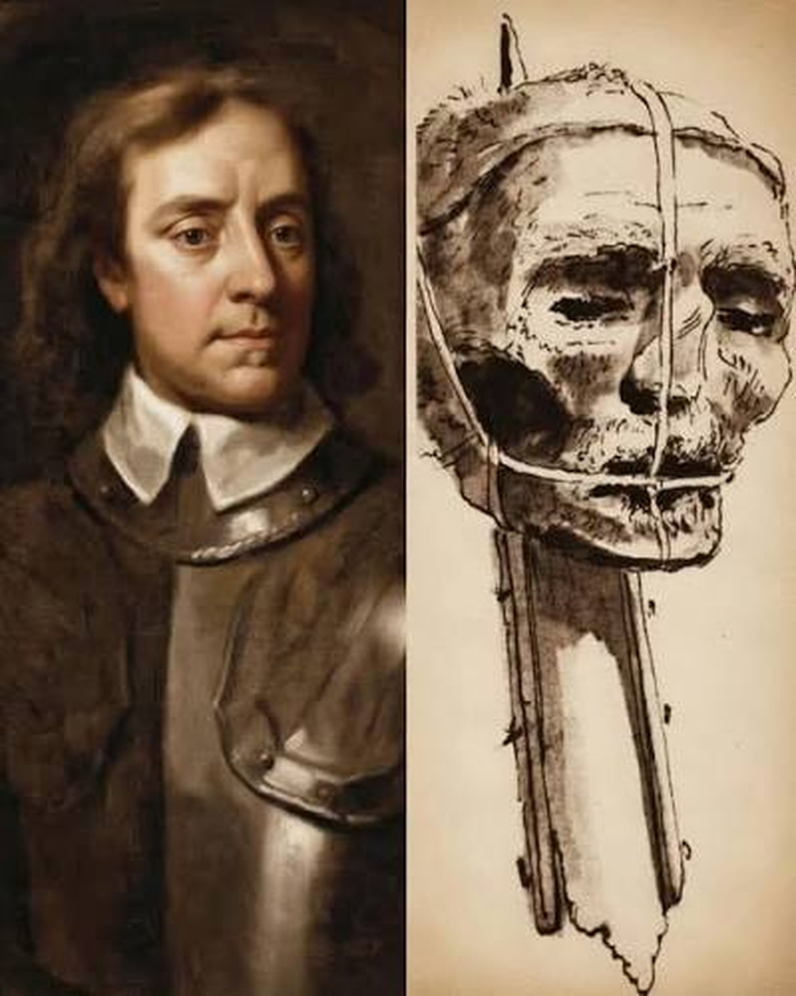 La cabeza expuesta de Oliver Cromwell