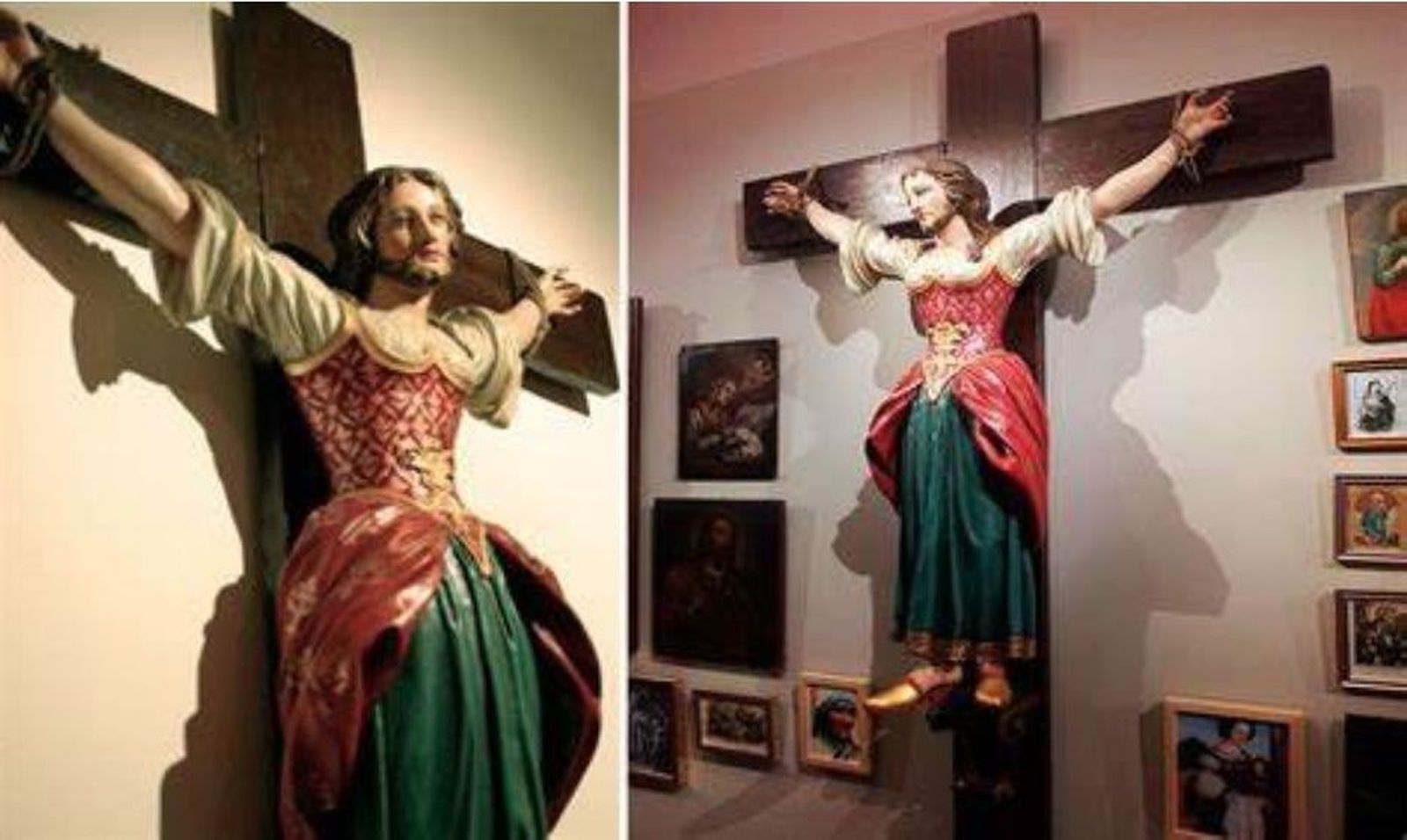 Santa Librada tras ser crucificada por su padre, el rey de Gallaecia y Lusitania