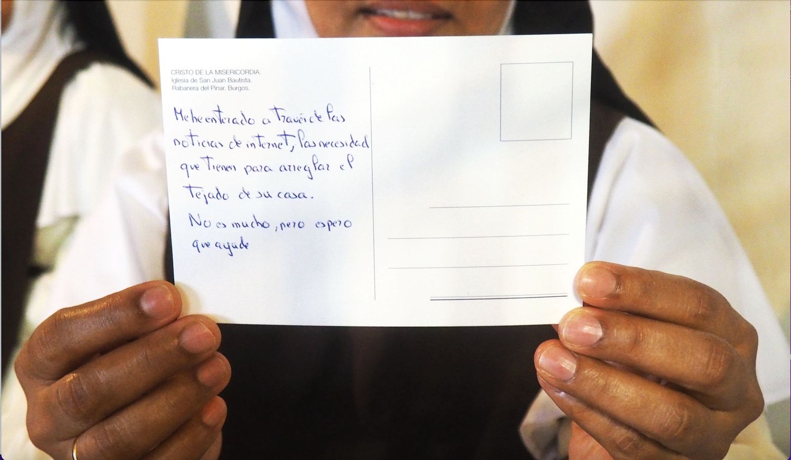 La postal enviada por una de las bienhechoras