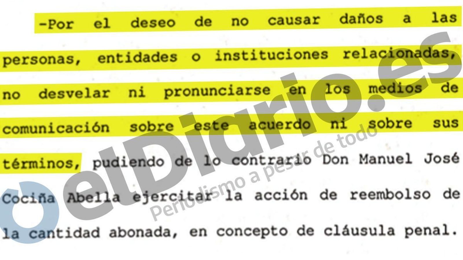 Cláusula de confidencialidad firmada por Cociña y su víctima