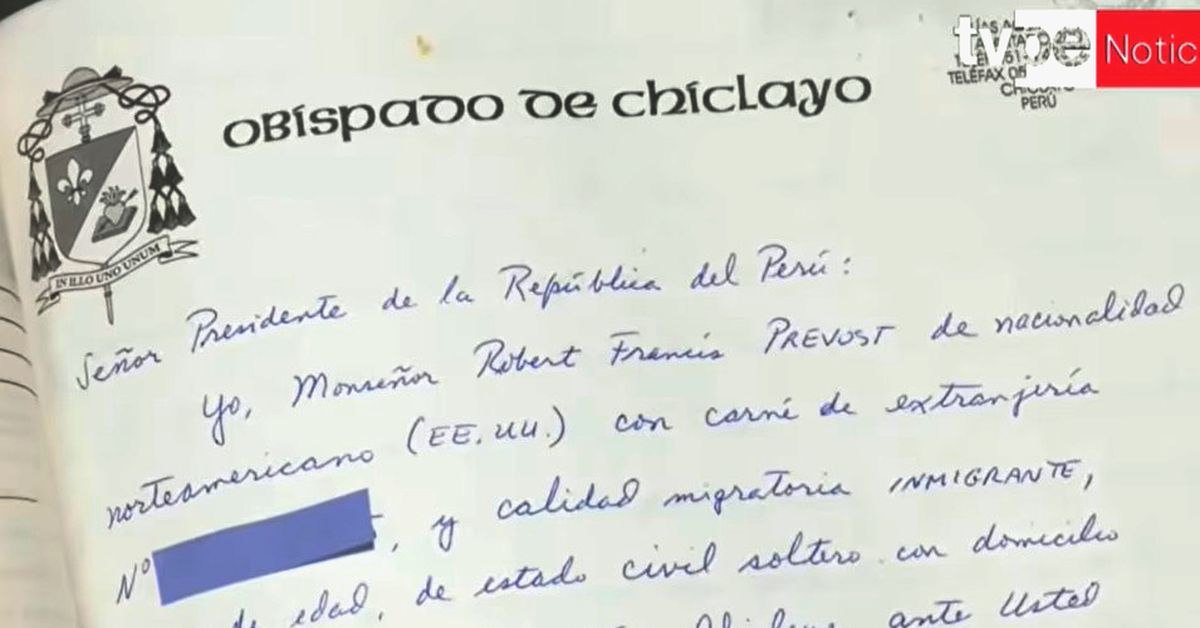Publican las imágenes inéditas de la solicitud de nacionalidad del papa León XIV en Perú