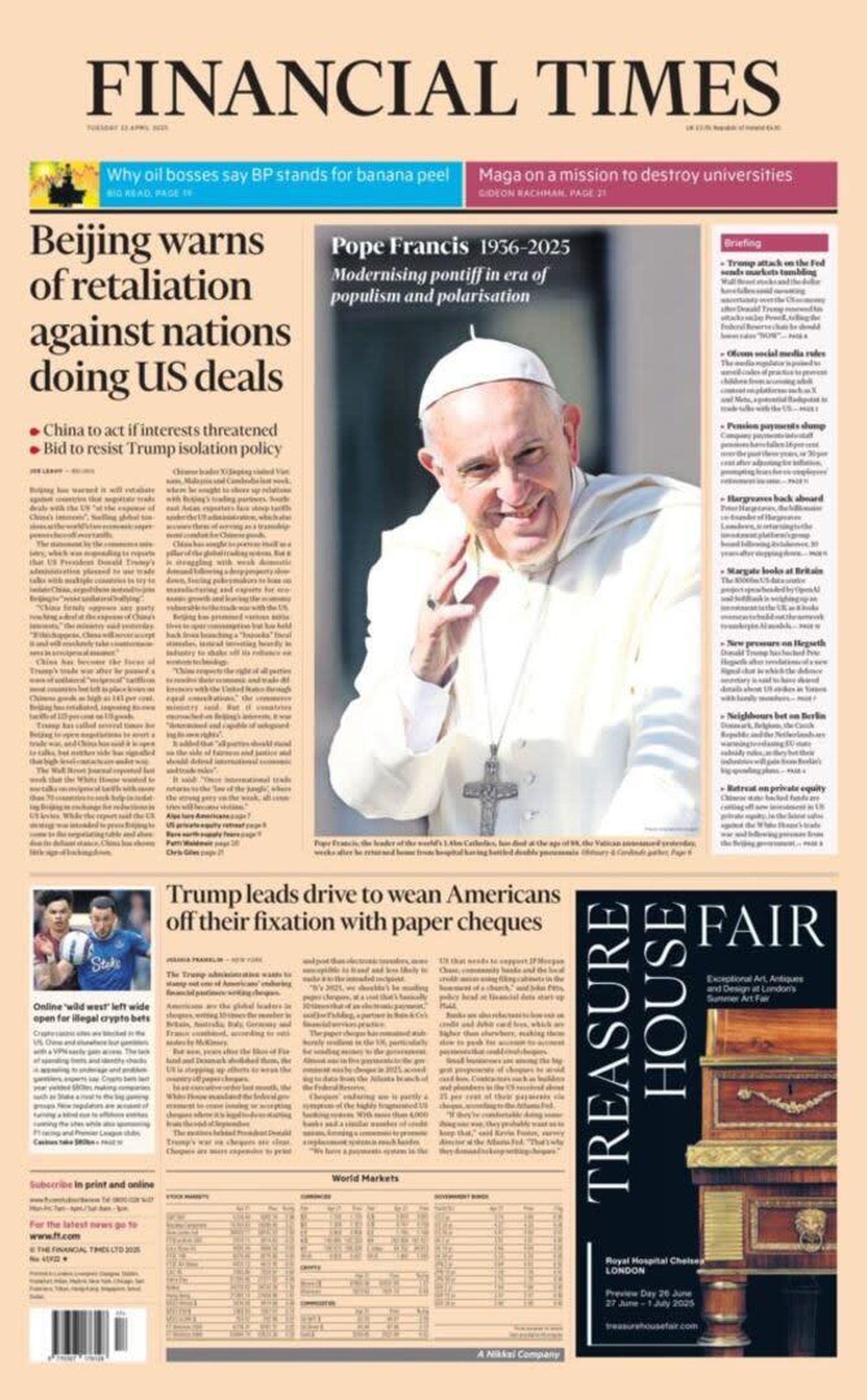 Portada del Financial Times