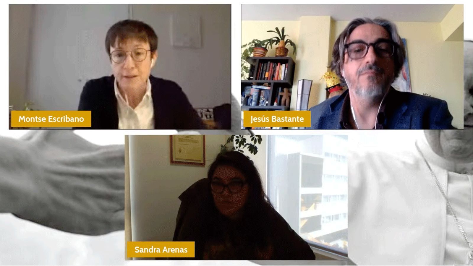 Las teólogas Montse Escribano y Sandra Arenas, en un momento del webinar