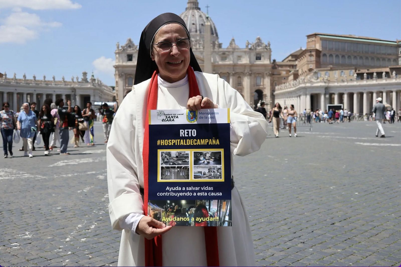 Sor Lucía Caram, en el Vaticano, en una campaña para ayudar a Ucrania