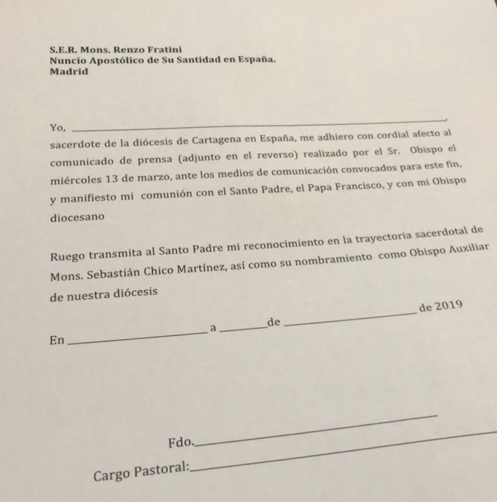 Carta para los curas de Murcia