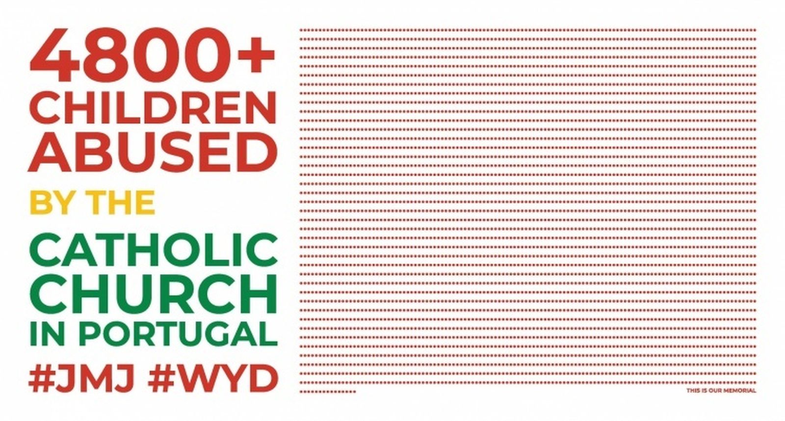 Uno de los carteles de apoyo a las víctimas de abusos en Portugal