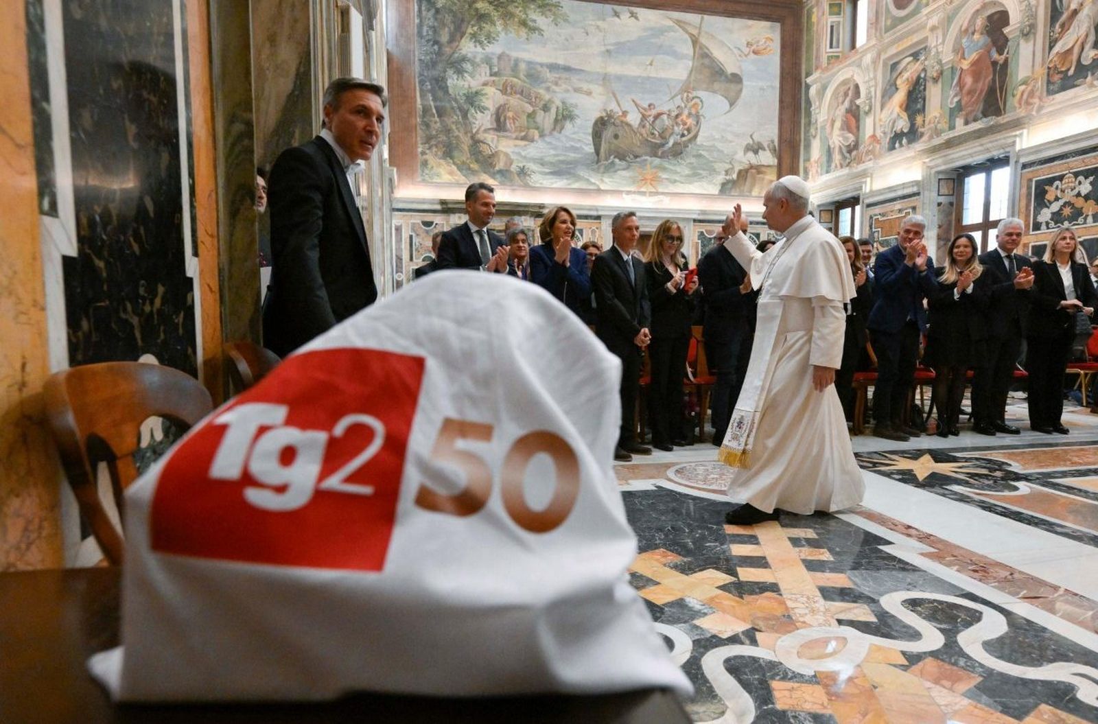 El Papa, con periodistas de la RAI