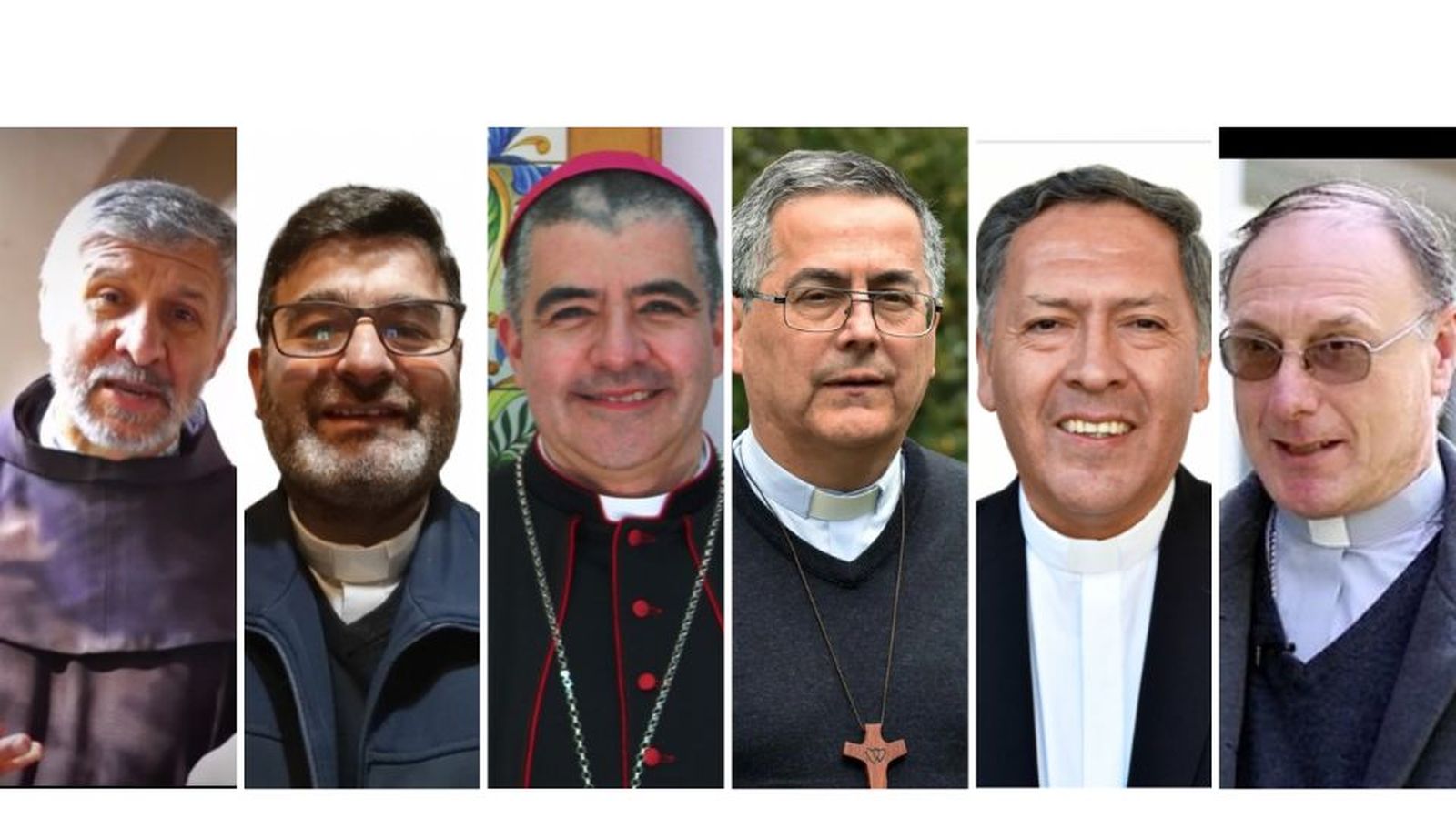 Obispos chilenos: Isauro Covili, Tomás Carrasco, Ricardo Morales, Sergio Pérez de Arce, Carlos Godoy, y Luis Infanti