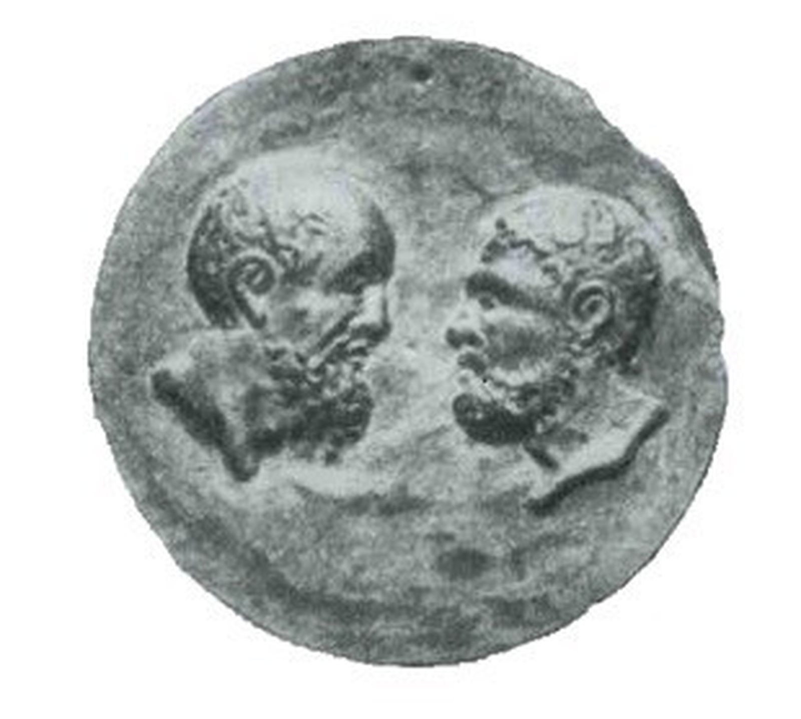 Medallón de bronce de Pedro y Pablo, hacia el año 200