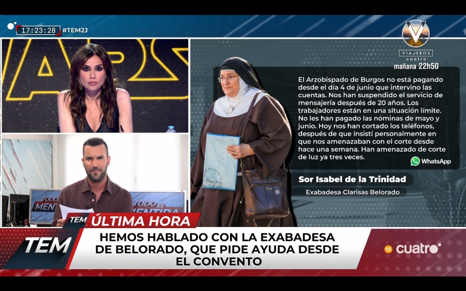 La ex abadesa, contra Iceta: "¡Nos quieren asfixiar!"