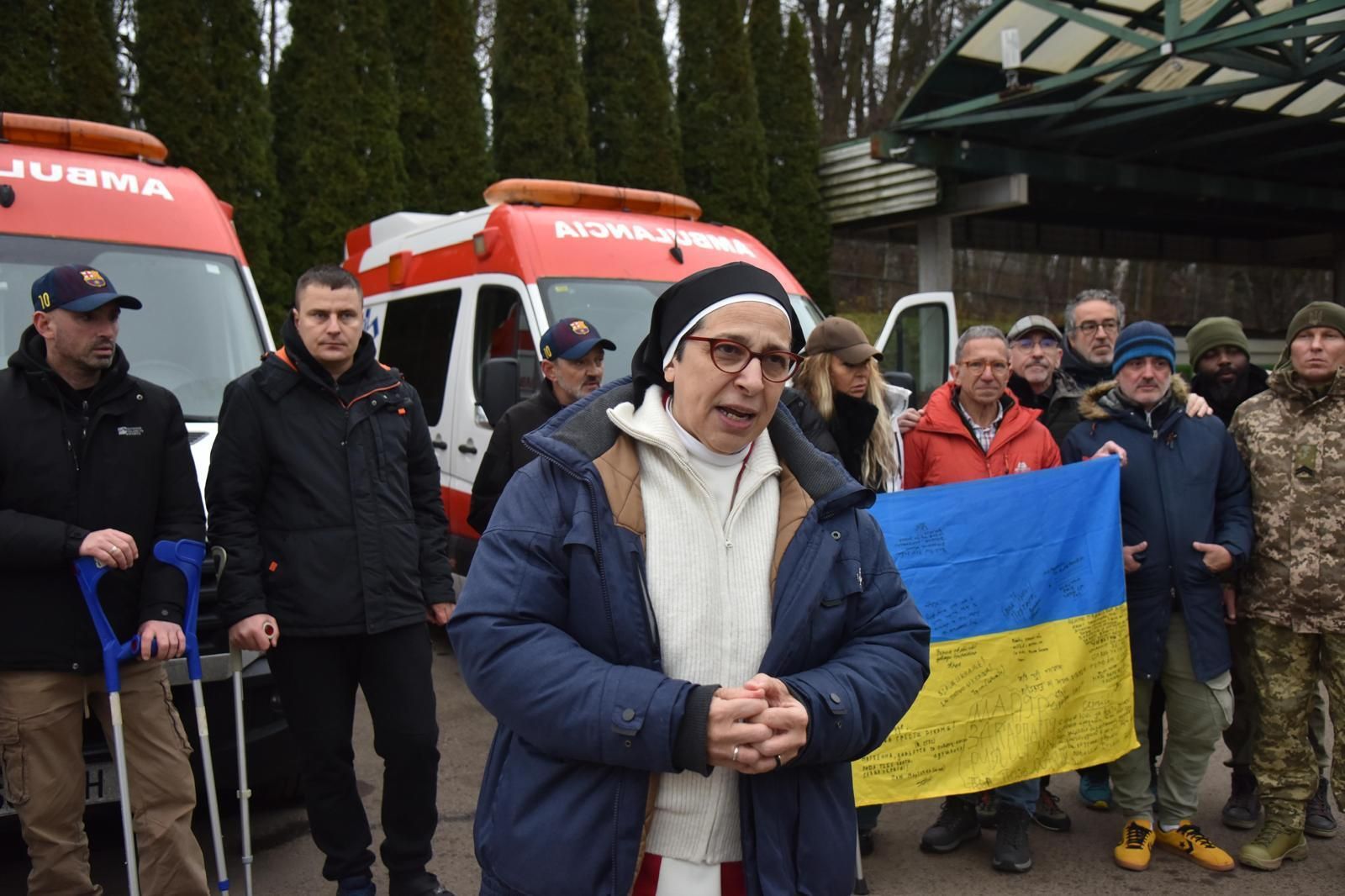 Sor Lucía, con los heridos ucranianos, en la frontera