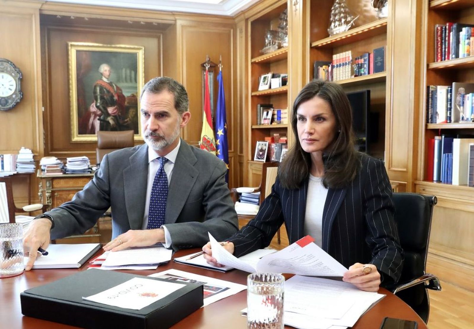 Los Reyes durante la videoconferencia