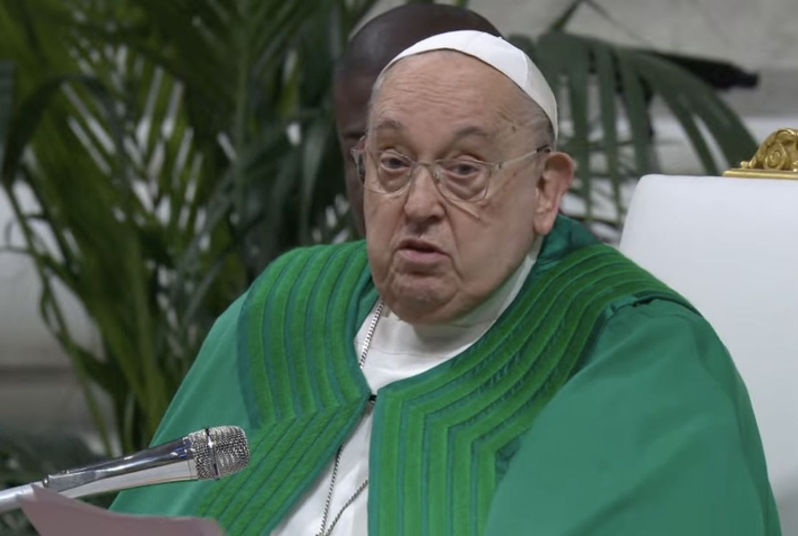 Francisco se dirige a los fieles durante su homilía