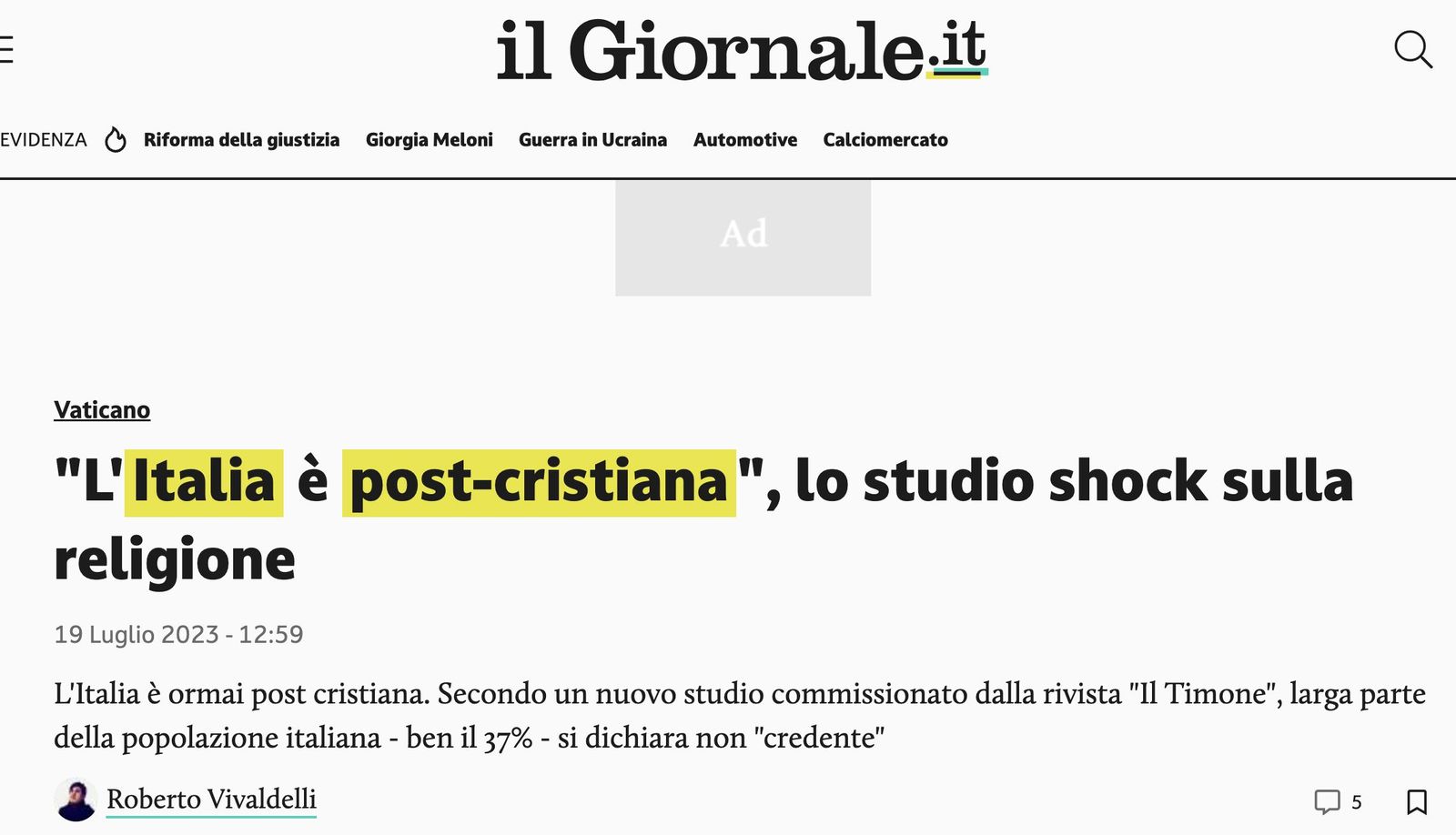 Italia postcristiana