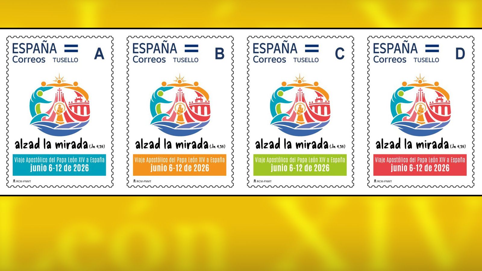 Sellos conmerativos de la visita del Papa a España