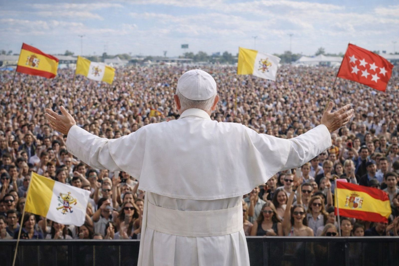 Foto montaje del encuentro con el Papa en el Iberdrola Music de Villaverde