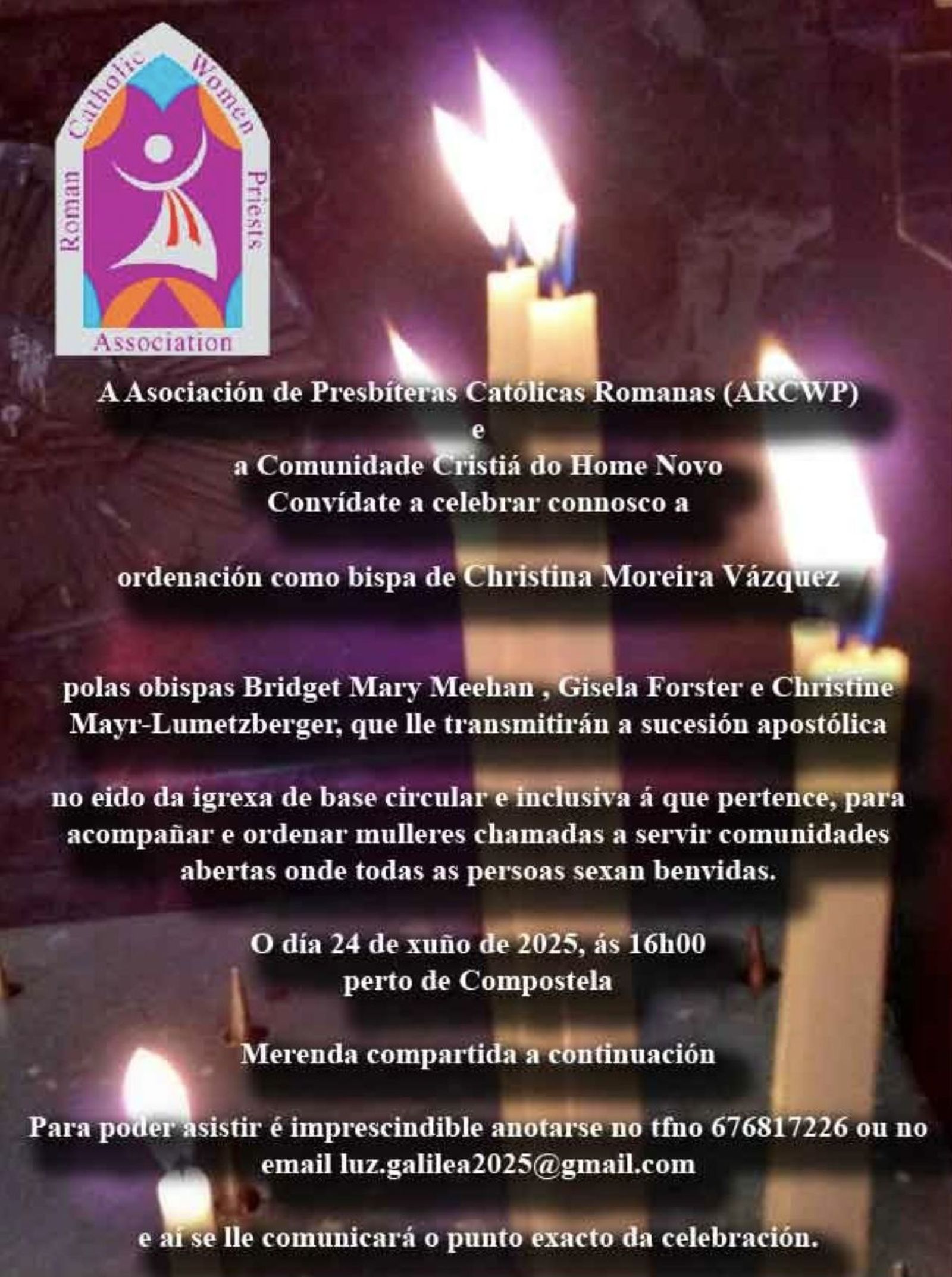 Invitación a la ordenación de Christina Moreira